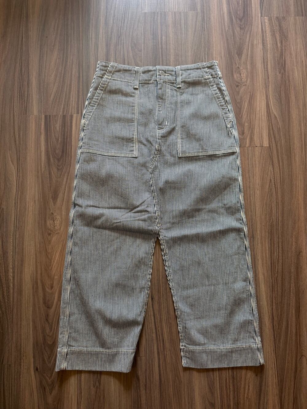 AG Adriano Goldschmied Jeans Women’s 27 Striped Wide Leg Cropped Utility Pants